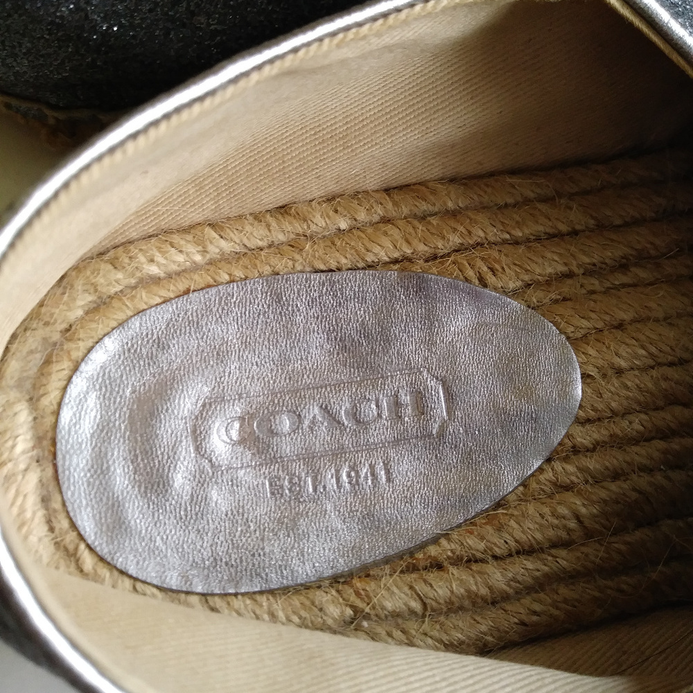 NWOT Coach Ramira Silver/Gray Glitter Espadrilles - Picture 3 of 8
